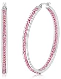 Pink Hoop Earrings, Large Rhinestone Earrings ARSKRO 2 Inch 50mm Big Hypoallergenic Stainless Steel Crystal Trendy Fashion Jewelry Gifts for Women Ladies Sensitive Ears