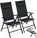 Kesser® 2er Set Silla de Jardín – Silla de Aluminio Acolchada con Respaldo Alto – Respaldo reclinable – Silla Plegable – Silla Plegable de Aluminio – Resistente a la Intemperie
