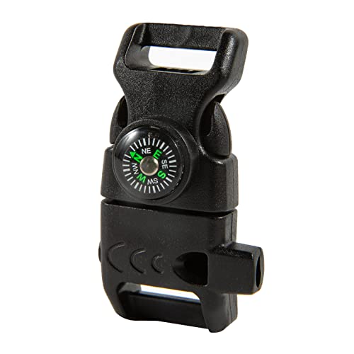 Tcj-Chen 10 Pcs Emergency Whistle Buckle Come With Compass & Fire Starter & Flint Scraper For Outdoor Camping Paracord Bracelet (Black) #TOP4