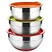Stainless Steel Mixing Bowls with Lids (Set of 3), Non Slip Colorful Silicone Bottom Nesting Storage Bowls by Regiller, Polished Mirror Finish For Healthy Meal Mixing and Prepping 2.5-3.5-4.2QT