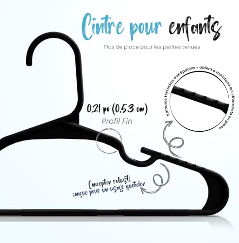 Utopia Home 40 Paquets, Cintres en Plastique pour vêtements d'enfants, Noir – vue 3