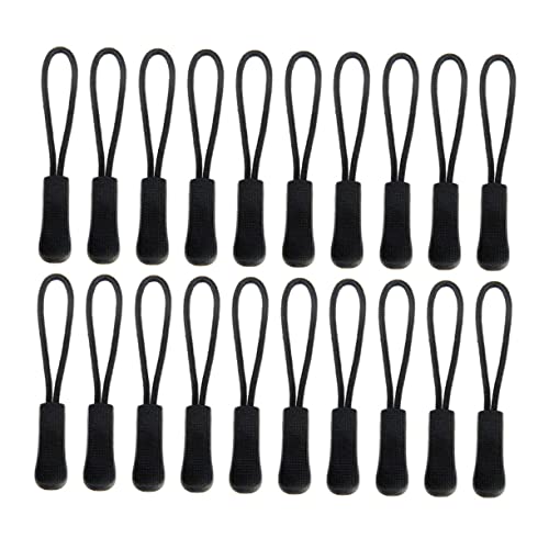 Housoutil 100pcs Zipper Pull Head Rope Durable Zipper Extension for Bags Luggage Clothing Easy to Use Pull Head for Suitcases Black