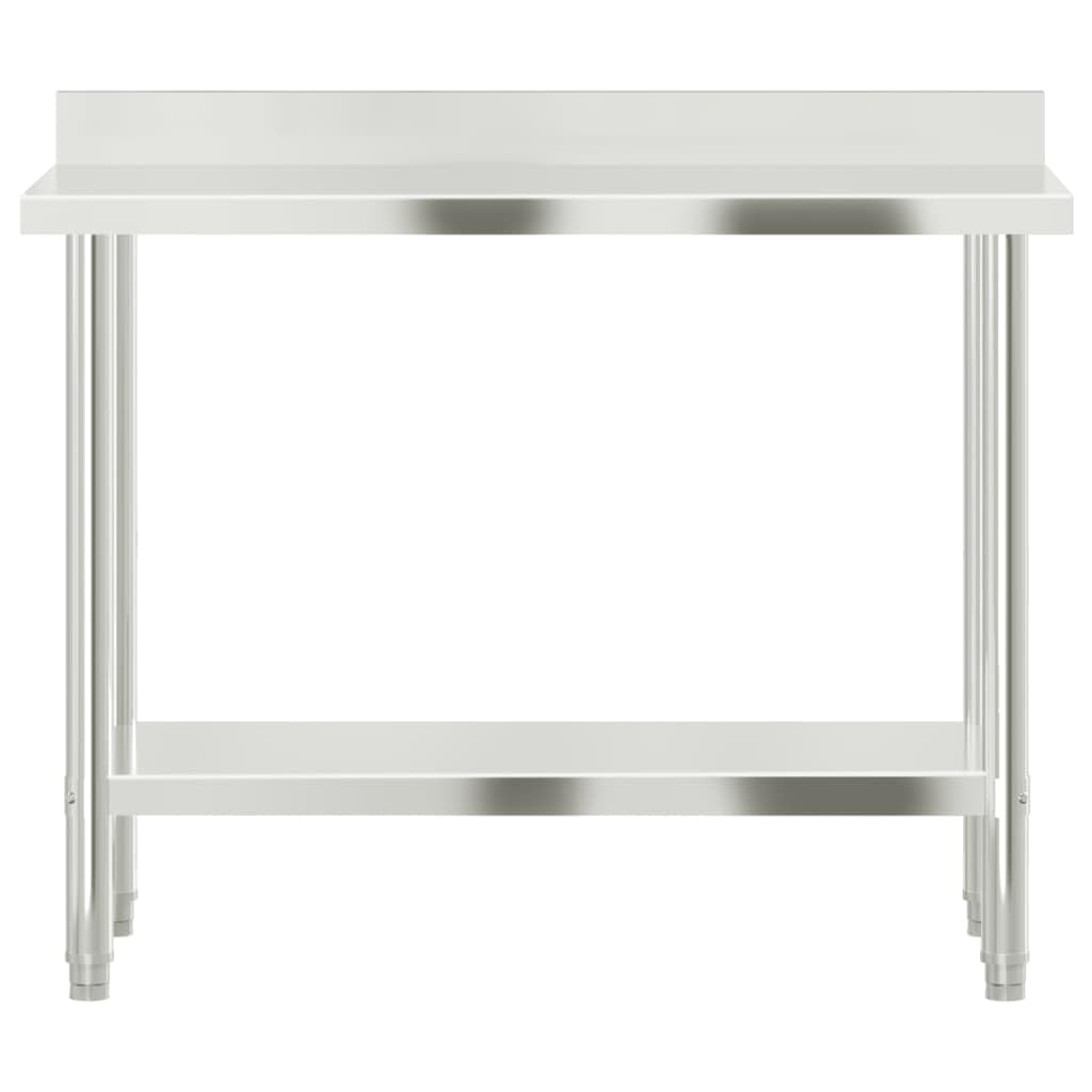 vidaXL Tavolo Lavoro Cucina con Paraschizzi 110x55x93cm Acciaio Inox