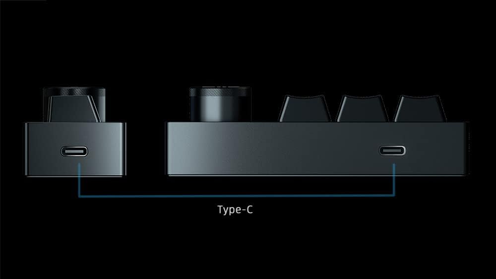 FiiO KB1K の 2 つの USB-C ポート (上部に 1 つ、側面に 1 つ) を示す図。