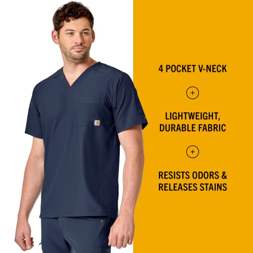 Carhartt Mens Men's Slim Fit V-Neck Top Medical Scrubs Shirt, Navy, Large Us #TOP4
