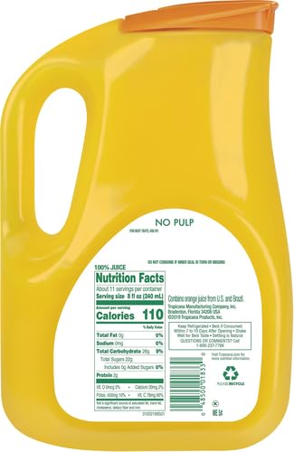 Tropicana Orange Juice No Pulp 89 fl oz bottle — view 4