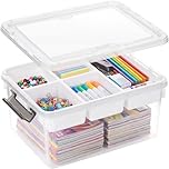 Citylife 16L Plastic Storage Boxes with Removable Tray Clear Craft Organizers with Compartments Storage Container for Organizing Bead, Tool, Sewing, Playdoh