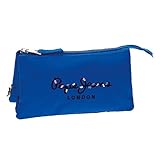 Triple compartimento Estuche Pepe Jeans Harlow Azul tres compartimentos