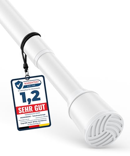 MEISENBERG Teleskopstange zum Klemmen 270-320cm, Weiß, Ø 32 mm, Stange ohne Bohren - Klemm Gardinenstange Ausziehbar für Fenster, Raumteiler und Küche
