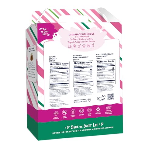 Image of Jordan's Skinny Mixes Sugar Free Coffee Syrup, Holiday Trio Coffee Flavoring Syrup, Zero Calorie Drink Mix for Lattes, Baking, Protein Shake, Dairy & Gluten Free, Kosher, 12.7 Fl Oz, 3 Pack