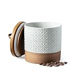 Miamolo Ceramic Jar with Lid, Coffee Canisters with Airtight Lids Kitchen Food Storage Container for Spice Loose Leaf Tea, Small Decorative Jars for Countertop Coffee Bar Accessories - White 20 fl.oz