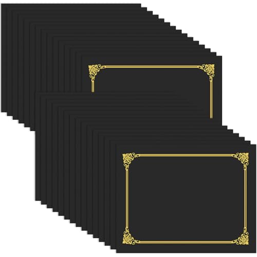 AKONEGE 30 Packs Black Certificate Holders, Graduation Diploma Holders Gold Foil Border, 350gsm Certificate Covers for Letter Size 8.5x11 Certificates, Cardstock, Diploma, Award, Document Papers