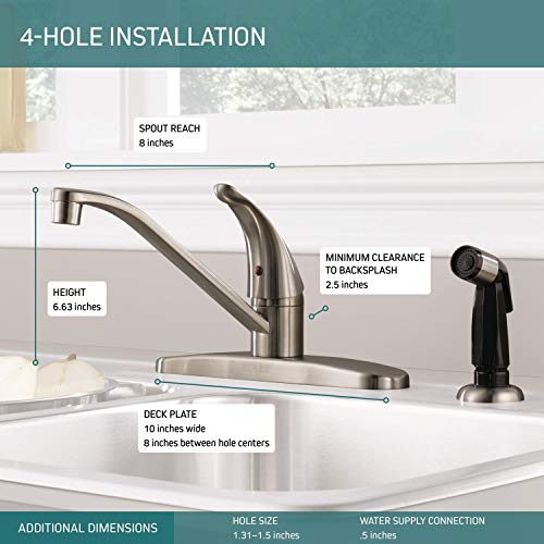 Peerless Single-Handle Kitchen Sink Faucet with Side Sprayer, Stainless P115LF-SS, 1.5 GPM Water Flow by Peerless - Image 3