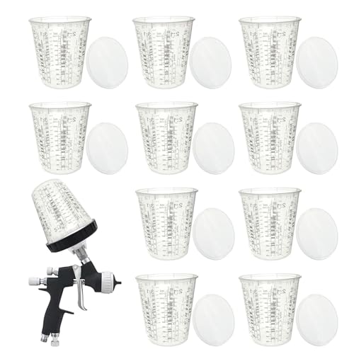 Tazas medidoras de pintura – Taza de mezcla de resina multifuncional | 10 tazas de mezcla epoxi automotriz con tapas, para pintura, cocina, cocina y horneado