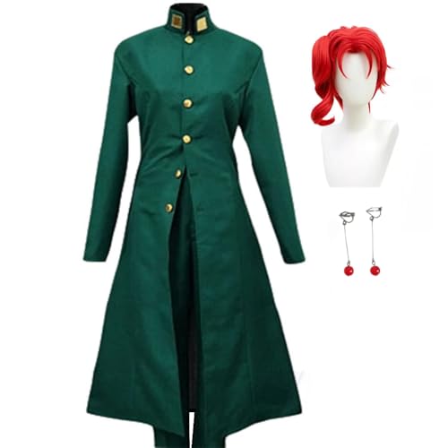 Noowye JJBA Anime Kakyoin Cosplay Disfraz Hombre Ropa de Combate Juego Completo Halloween Cosplay Disfraz Fiesta Carnaval Dress Up Traje con Peluca para Hombres