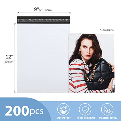 image for Metronic Poly Mailers 9x12 200 Pack, Strong Adhesive Shipping Bags for