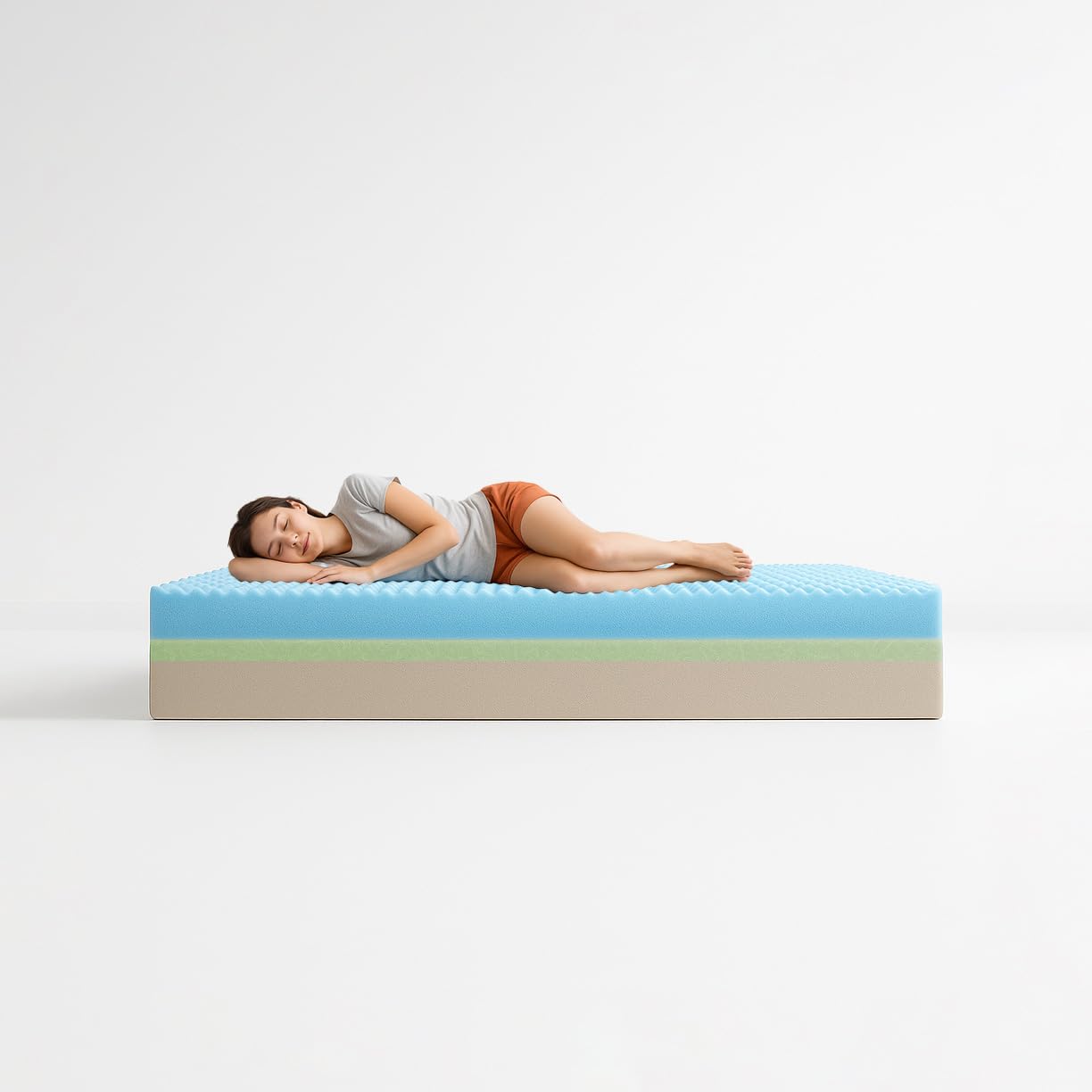 Comfy Line - Colchón individual de 95 x 190 cm de espuma viscoelástica de 20 cm de altura. A 7 Zonas Diferenciadas Ortopédico. Forro de algodón fresco y transpirable. Fabricado en Italia