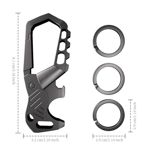 Image of Heavy Duty Keychain,Car Key Keychains,Bottle Opener Carabiner,Stylish Family Keychain with Bottle Opener and 3 Keyring (Black2)