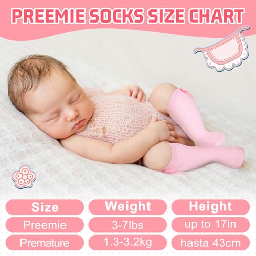 5 Pairs Long Preemie Socks Premature Newborn Baby Knee High Cotton Socks for Girls Boys Infant Toddler3