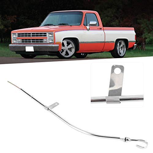 Aramox 23In Engine Oil Dipstick,Silver Passenger Side Oil Dipstick Stainless Steel Accessory Fit For Sbc 305 350 400 1980‑1985 #TOP2