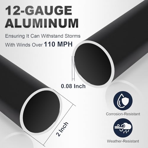 25FT Heavy Duty Flag Pole with Light for Outside House, Thickened 12-Gauge 50 KSI / 100 HBW Hard Aluminum, Upgraded 128 LED Solar Light & Embroidered Flag for Outdoor Residential & Commercial Use