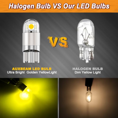 Image of Auxbeam Y3 Series 194 LED Bulbs Golden Yellow 168 2825 T10 W5W Bulbs