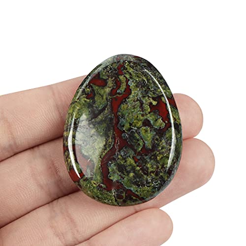 Artistone Dragon Bloodstone Crystal Thumb Worry Stone Hand Carved Healing Crystal Pocket Stone for Meditation Reiki, Water Drop Shaped