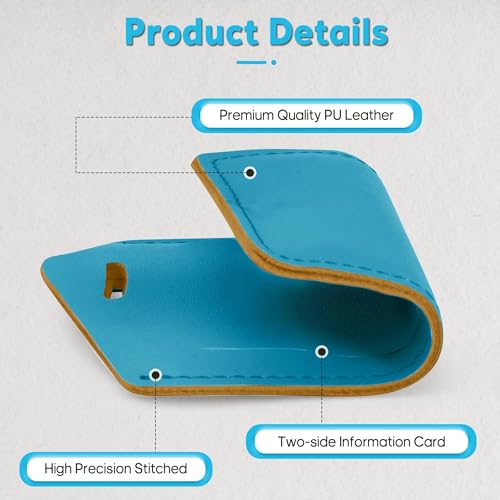 Image of Travelambo 8 Pack Luggage Tags Faux Leather for Suitcases Travel Bag Labels Travel Accessories Essential with Protection Cover ID, Energetic Blue, 3.5 inch x 2.05 inch