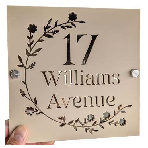 House Sign Personalised Door Number Floral Address Bar Signs Wall Plaques Numbers Shed Custom Black Grey Cream