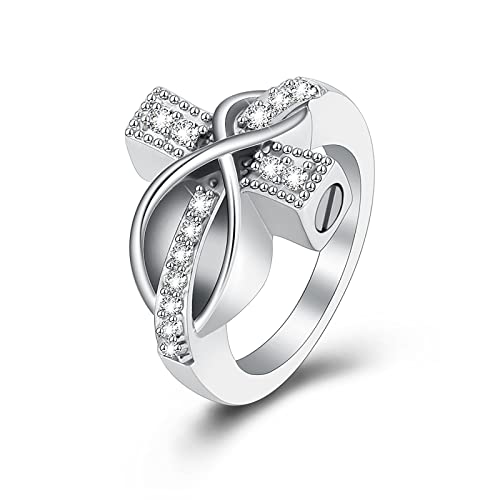 VCCWYQK Diamond Cross Urn Ring for Ashes For Women Man, Cremation Urn Ring Finger Ring Hold Loved Ones Ashes