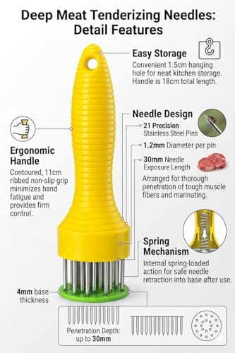 Image of GRILL BUMP Meat Tenderizer Needle Tool - Stainless Steel 24 Blade Meat Tenderizer | Professional Steak Tenderizer for Chicken, Beef & Mutton (Corn Meat tendrize)