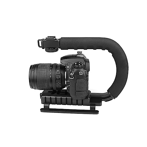 Image of Black ABS Three Hot Shoe Camera Stabilizer Grip with Handle