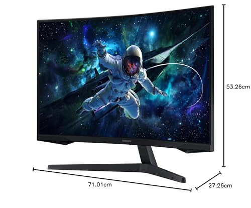 Samsung Ecran PC Odyssey G55C 32’’, 165Hz , 1ms, Dalle VA Incurvée 1000R, QHD : 2560x1440, 2500:1,HDR10, AMD FreeSync, Auto Source Switch +, Pied Ajustable, DisplayPort, HDMI