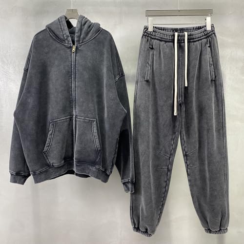 Mens Zip Up Hoodie Women Full Zip Fleece Sweatshirts Vintage Acid Wash Oversized Hoodies Sweatshirt Streetwear3