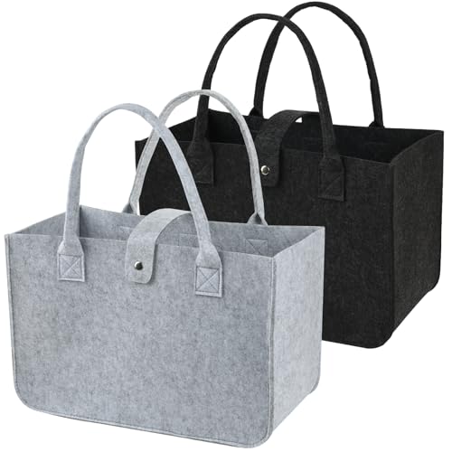 YueNepenth 2 reusable shopping bags 20L large capacity dark grey light grey tote bag Environmental protection bags for daily travel grocery bag lunch bag commuter bag book storage and so on