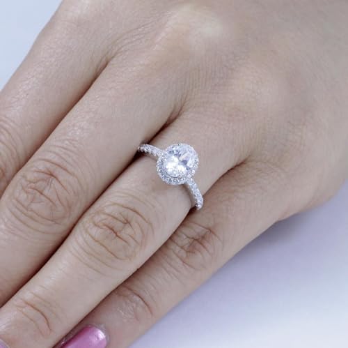 925 Sterling Silver Oval Wedding Band CZ Engagement Rings Set Size 2.5-15 SW59A4