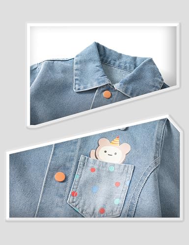 2-8Years Girls Denim Jacket Kids Outerwear Jacket Long Sleeve Jean Jackets Casual Denim Outfits for Spring and Fall4