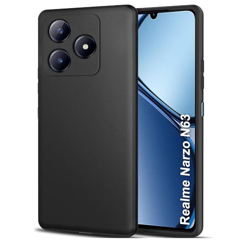 Image of TheGiftKart Sleek Back Cover Case for Realme C63 / Narzo N63 | Slim Fit Protective Design | Ultra Matte Finish | Camera Protection Bump | Soft Back Cover for Realme C63 / Narzo N63 (Silicone, Black)