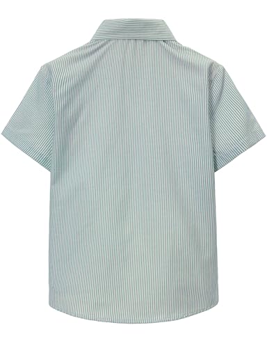 JOGAL Boys Button Down Shirt Short Sleeve Oxford Dress Shirts Casual Striped Tops for 6-14 Years2
