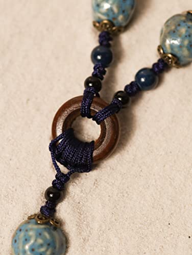 MINACHI Boho Hippie Colorful Ceramic Beads Strand O Ring Circle Charm Long Y Necklace, Vintage Bohemian Statement Jewelry Gift for Women4