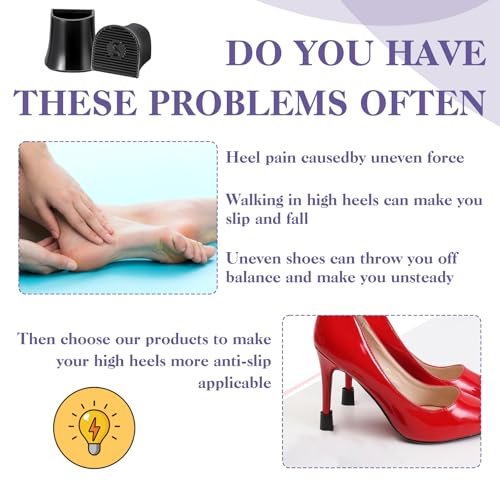 Image of 12Pairs Heel Caps for High Heels, S Size 1.2 * 1.2cm U Shape Heel Caps, Non-Slip High Heels Replacement Tips for Wedding, Grass Outdoor Events