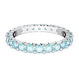 Swarovski Anillo Matrix, Talla redonda, Azules, Baño de rodio
