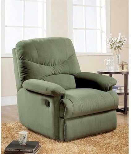 Image of Premium Fabric Recliner Chair with Manual Control, High Density Foam Padding & Full Body Support for Living Room, Color: Green