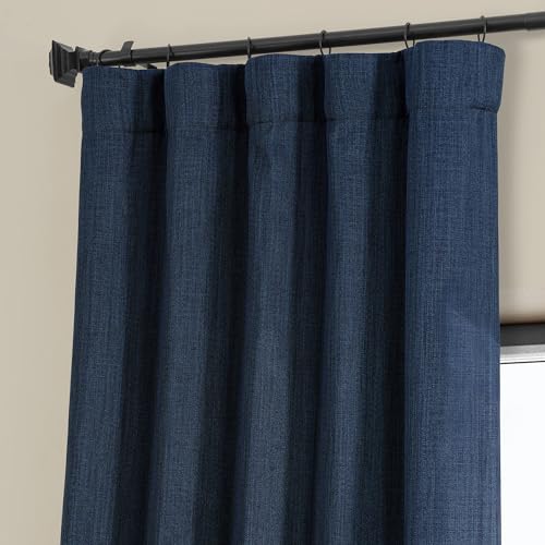 Image of HPD Half Price Drapes - Faux Linen Curtains for Living Room (1 Panel) - 50W X 108L - Textured Room Darkening Curtains for Bedroom 108 Inches Long Home Decor, Indigo (Pack of 8)