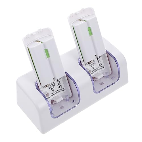 STOBOK 1 Set Dual Charging Station for Game Remote Controllers Rechargeable Battery Adapter with Stylish White Design Lightweight Compact for Convenient Charging Anywhere