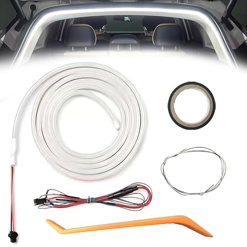 Ceinture Lumineuse LED de Coffre,Car Trunk Light Strip,La LumièRe s'allume Et S'éTeint pour Suivre Le Feu d'origine de La Voiture,Blanc,4M