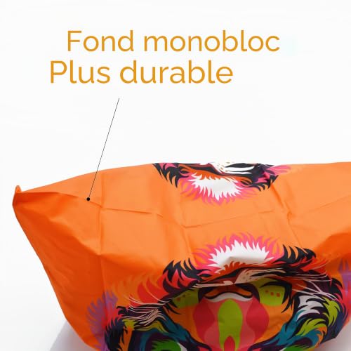 Lin's Liliana Grand sac à provisions pliable 50 x 40 cm, sac à main avec imprimé animal, réutilisable, indéchirable, pratique et léger pour les courses, les voyages, les excursions, Orange Tigre., 40 – vue 5