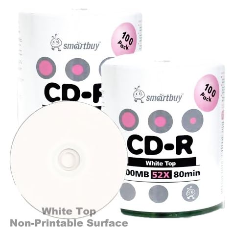 Smartbuy 700mb/80min 52x CD-R White Top Blank Video Recordable Media Disc (200-Disc) Cover
