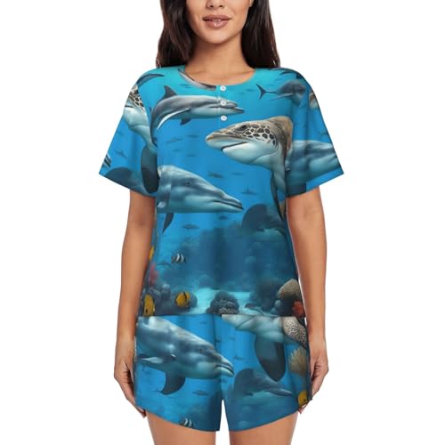 Pijama de manga corta para mujer conjunto ligero de verano con diseño de pulpo