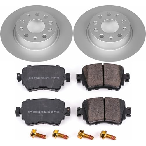 Image of PowerStop Rear Brake Kit for Volkswagen Golf 2015-21 |Golf Alltrack 2017-19 |Golf SportWagen 2015-19 |GTI 2015-18 - Fully-Coated Disc Rotors with Z23 Carbon-Fiber Ceramic Brake Pads Upgrade, CRK7053